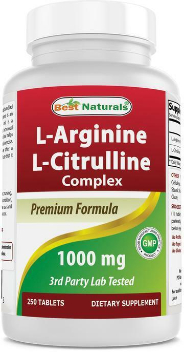 L-Arginine 750mg L-Citrulline 250mg Complex 1000mg 250 Tabs 1000mg per Tablet