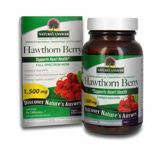 Nature's Answer Hawthorn Berry 1500mg 90 Vegeterian Caps Kosher Non GMO