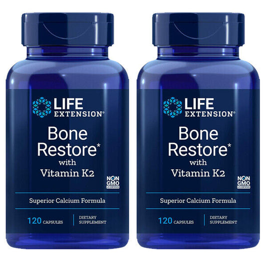 Life Extension Bone Restore with Vitamin K2 (MK-7) 200mcg – 2x120 Caps | Zinc & Magnesium