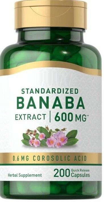 Banaba 600mg Leaf Extract 200 Caps Stand Corosolic Acid 0.6mg Lagerstroemia