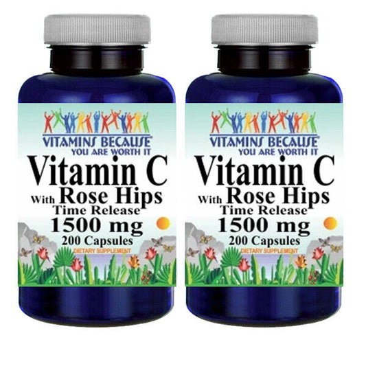 Vitamin C-1500mg with Rose Hips Time Release 2X200 Caps