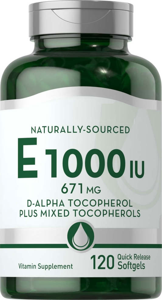 Vitamin E 1000IU 120 Softgels d-Alpha Tocopherols & Mixed Tocopherols Non GMO