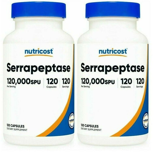 Serrapeptase 120,000 SPU, 2X120 Caps Nutricost