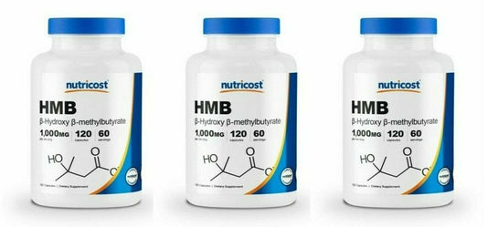 HMB 1000mg (Beta-Hydroxy Beta-Methylbutyric) 3X120 Caps Amino Acid Nutricost