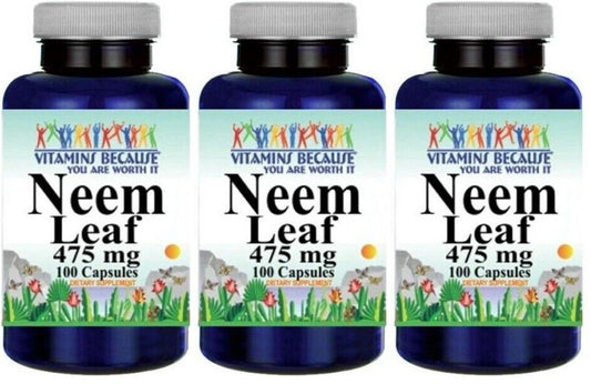 Neem Leaf 475mg Blood Sugar Support 3X100 Caps Neem 950mg per 2 Caps Azadirachta