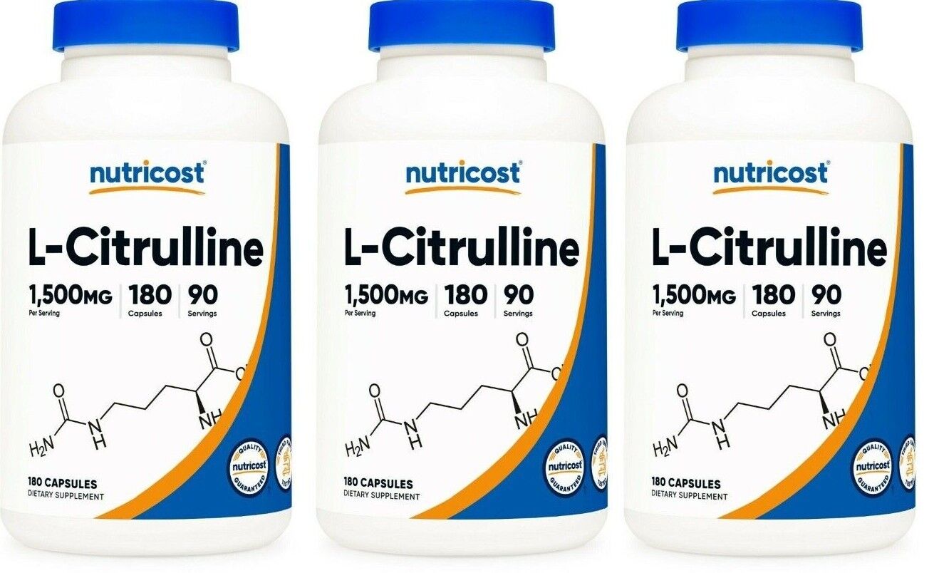 L-Citrulline 1500mg 3X180 Capsules Gluten Free & Non-GMO Nutricost
