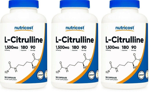 L-Citrulline 1500mg 3X180 Capsules Gluten Free & Non-GMO Nutricost