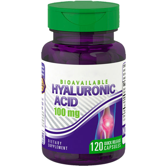 Piping Rock Hyaluronic Acid 100mg 120 Capsules Joint Formula Non-GMO Bioavail