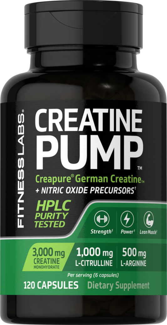 Creatine 3000mg Pump L-Citrulline 1000mg/L-Arginine 500mg Nitric Oxide boost 120Caps