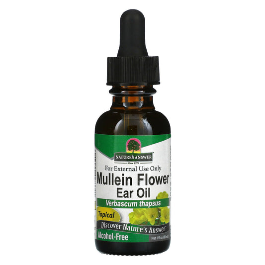 Nature Answer Mullein Flower Ear Oil Alcohol Free 1oz 30 ml Alcohol-Free/Olive