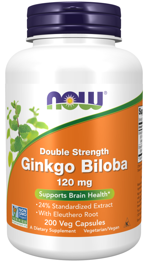 Ginkgo Biloba 120mg 200caps Now Foods Eleuthero 250mg Kosher/Vegan Non GMO