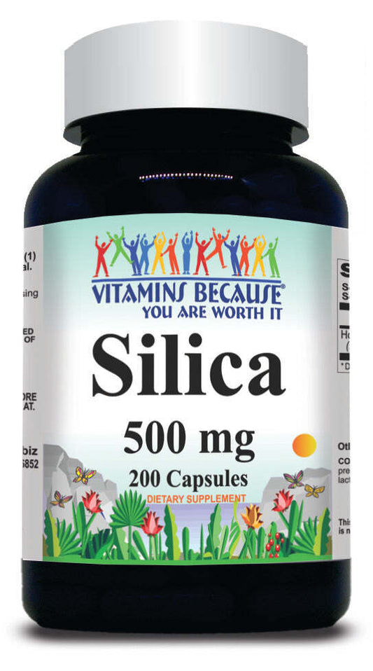 Silica 500mg 200 Caps from Horsetail Extract Equisetum Arvensa